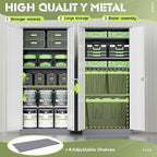 SUNCROWN 72" Metal Storage Cabinet - Heavy-Duty Metal Garage Cabinet with 4 Adjustable Shelves & 2 Doors for Tools, Office, Home, Workshop,Grey & White-Small