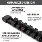 Socket Organizer Drive ABS Tools - Black Socket Holder, Premium Quality 6 Pieces Socket Holders Kit 1/4-Inch x 32 Clips, 3/8-Inch x 30 Clips, 1/2-Inch x 24 Clips（6PC,Black)