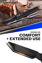 Dalstrong Carving Knife & Fork Set - 9" Blade - Shadow Black Series - Black Titanium Nitride Coated - High Carbon - 7CR17MOV-X Vacuum Treated Steel - Carving Set - BBQ Knife - Sheath - NSF Certified