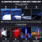 Rechargeable Flashlights High Lumens - Super Bright Small Pocket Magnetic Flashlight, 8 Modes LED Tactical Flash Light, Dual Button Powerful Flashlight for Camping (1, Red)
