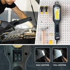 Portable Corded LED Work Light with Outlet in Handle, COB LED, 3000 Lumen 25ft 16AWG 3C SJTOW Cord Handheld Work Light, Strong Magnet, Swivel Hook for Mechanic, Garage, Workshop, Car Repair