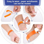 500 Pcs Orange Paper Wristbands for Events Waterproof Neon Wrist Bands Adhesive Concert Identification Wristbands Hand Bands for Events (Orange)