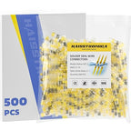 haisstronica 500PCS Yellow Solder Seal Wire Connectors, 12-10 AWG Marine Grade Waterproof Electrical Butt Terminals
