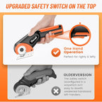 Cordless Electric Scissors, Electric Cardboard Box Rotary Cutter w/Replacement Blade & Storage Case, Safety Button, Power Carpet Cutter for Thin Cardboard Carpet Leather
