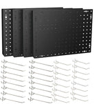 Heavy Duty 4 Panel Metal Peg Board with 32 Sturdy Hooks, Wall Pegs for Garage Organization, Garden Tools, Peg Board Organizer Accessories(Black,32" X 24")