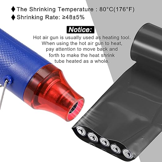 MECCANIXITY Battery Wrap PVC Heat Shrink Tubing 42mm Dia 66mm Flat 10 Feet(3meters) Black Good Insulation for Battery Pack