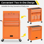 On Shine 8 Drawer Rolling Tool Chest, Large Capacity Rolling Tool Box with Wheels, Locking Mechanical Tool Chest, Portable Tool Box with Sliding Drawers,Metal Tool Box for Garage Workshop (Orange)