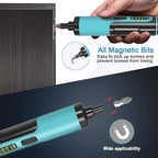 Electric Screwdriver Kiprim 4V Rechargeable Adjustable Torque Cordless Screwdriver Gun with 33 Magnetic Bits Set (2 Drill Bits included),Dual Flashlights,Carrying Box,Type C Cable