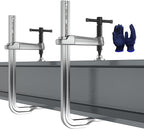 Heavy Duty F Clamps for Welding, 12" × 4-3/4" Throat Depth Drop Forged Steel Bar Clamps 2900LB Clamping Force 2-Pack