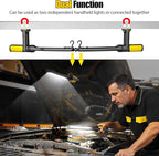 SYLSTAR Work Light for Mechanic, 2400LM LED, 4400mAh Rechargeable, Magnetic, Underhood Work Light with Hooks for Car Repairing, Job site, Garage, Workshop, Emergency(Yellow)