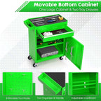 5-Drawer Rolling Tool Chest with Wheels - Large Tool Storage Cabinet with Detachable Toolbox for Repair Room,Warehouse - Rolling Tool Box with Hooks,Liners, Green