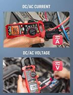 KAIWEETS Digital Clamp Meter Multimeter with D-Shaped Jaw for AC/DC Current & Voltage, Auto-ranging 4000 Counts Voltage Tester with Flashlight Backlight, Measuring Temperature Continuity Diode NCV