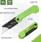 WORKPRO 3-Pack Folding Utility Knife, Razor Blade Knife with Safety Axis Lock, Quick Change Blade Box Cutter, EDC Pocket Knife with Belt Clip