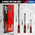 Rizom Pry Bar Set, 3-Piece Pry Bar with Strike Cap Handle, Angled Tip for Prying, Lifting and Pulling Objects