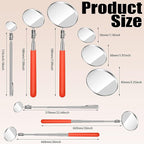 Flutesan 3 Pieces Telescoping Inspection Mirror Adjustable Observe Round Telescoping Inspection Mirror Tool for Checking Vehicle, Observing The Eyelashes, Mouth and Small Part, Orange, 3 Sizes