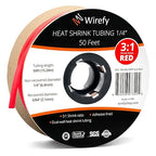 Wirefy 1/4" Heat Shrink Tubing - 3:1 Ratio - Adhesive Lined - a resistant Heat Shrink - Red - 50 Feet Roll