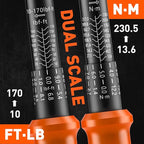 HORUSDY 1/2-Inch Drive Click Torque Wrench Set – 10–170 ft-lb / 13.6–230.5 Nm, ±3% Precision, Dual Scale, 72-Tooth Reversible Head with 5" Extension & Adapter for Car, Tire, and Motorcycle Use