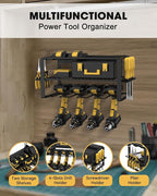 Wall Mount Power Tool Organizer and Charging Station - 6 AC Outlets, 3 Layers for Drills, Great as Heavy Duty Garage Tool Rack