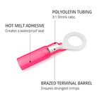 Wirefy 150 PCS Heat Shrink Ring Terminals #10 - a Resistant Ring Connectors - Eyelet Wire Connectors - Red 22-16 AWG