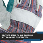 Glove Station Cowhide Split Leather Palm Work Gloves with Rubberized Safety Cuff