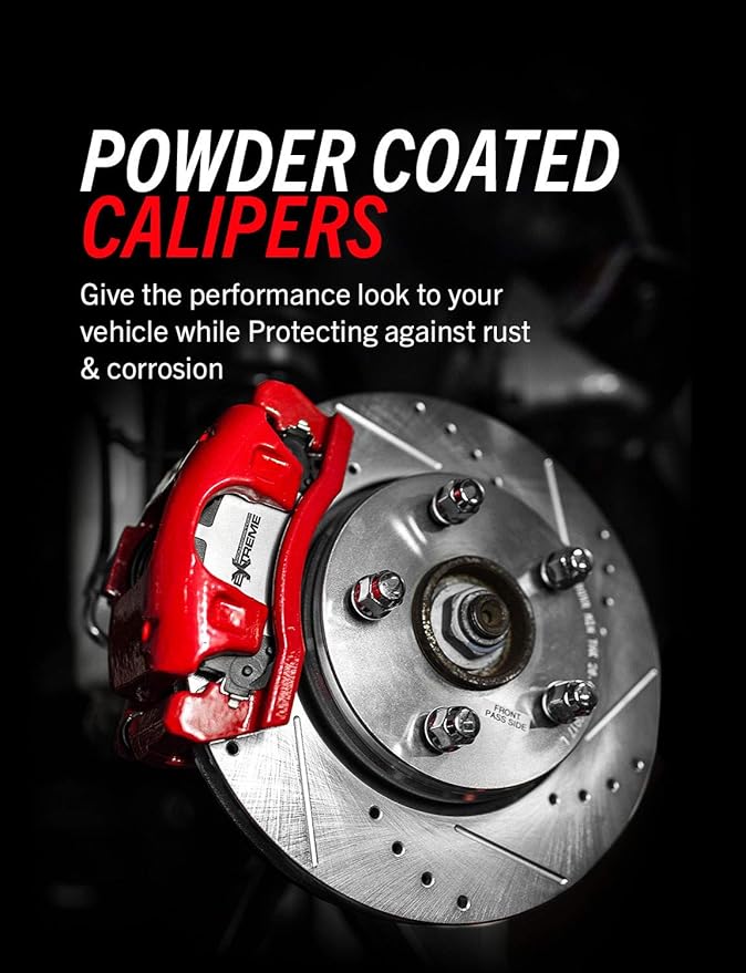 Power Stop S4992 Rear Red Powder Coated Calipers Pair For Chrysler 300 | Dodge Challenger Charger Magnum [Application Specific]