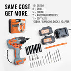 900N.m Brushless Cordless Impact Wrench, 1/2" Electric Impact Gun, 4-Function Power Impact Driver With 25pcs Tool Accessories, 2pcs 4.0Ah Batteries, LED Lights, Variable Speed, For Housework, Repair