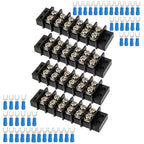 6 Circuits 6 Positions Terminal Block 20-30A 200-450V Dual Row Screw Terminals Strip with 48 PCS Heat Shrink Wire Fork Connectors(Pack of 4pcs)