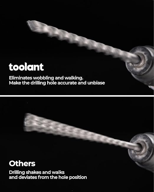 toolant SDS Plus Rotary Hammer Drill Bits Set for 1" x12inch 2pcs,Carbide Tipped 2-Cutter for Concrete,Masonry and Brick