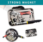 3 Pieces Magnetic Trays with 8LBs Telescoping Magnetic Pick-up Tool Set, 9.5" and 3.7" Rectangle, 6" Round Bowl Stainless Steel Magnet Parts Tray for Screws, Mechanic's