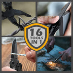 Rush Deer Pocket Knife - Folding EDC Multitool for Men, Small and Versatile Camping, Fishing, and Hiking Accessories Set (Black)