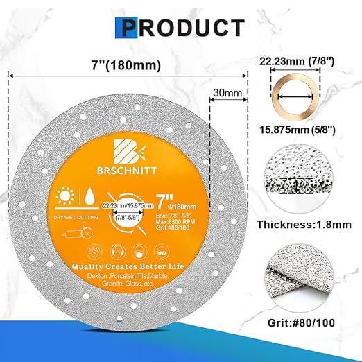 Rock Slab Grinding Disc - 7 inch Glass Cutter Disc 10pcs, Granite Cutting Disc, Diamond Grinder Wheel for Rock Slab, Stone, Tile, Marble, Granite, Glass Diamond Cutting Discs