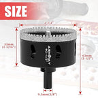 2-1/2 Inch Diamond Hole Saw with Pilot Drill Bit, 2-1/2" Serrated Brazing Tile Hole Saw Diamond Core Drill Bits with Guiding Bit for Ceramic Porcelain Tile Glass Stone Granite Marble