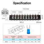 MILAPEAK Terminal Block - 2 Pack 10 Positions 200v-450v 20-30A Dual Row Screw Terminals Strip + 40 PCS Copper Wire Fork Connectors