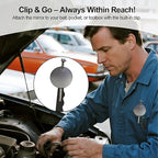 Telescoping Inspection Mirror with Rotating Head,Extendable Mechanic Mirror with Long Handle and Clip-On Design for Mechanics, Dentists, Auto, Boat (2.05in Round &1.18in Round & 1.02 * 1.97in Oval)