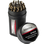Cobalt Drill Bit Set 29 PCS - M35 High Speed Steel Twist Jobber Drill Bits for Hardened Metal, Stainless Steel, Cast Iron, Plastic and Wood with Indexed Round Case,1/16"-1/2" by 1/64" THS.