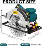 Enventor 7-1/4-Inch Circular Saw, 10A Pure Copper Motor Electric Circular Saws with Laser Guide, 2 Blade Saws (40T/24T), Adjust Cutting Angle from 0° to 90°, Single Handed Bevel, 5800RPM, Blue