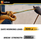 Wellmax Diamond Braid Nylon Rope, 3/8 in X 50 Foot, UV Resistant, High Strength and Weather Resistant - Yellow
