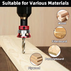 7-Piece Countersink Drill Bit Set with Aluminum Alloy Stop Collar, a Screwdriver Bit, 5 HSS M2 Tapered Bits and a Wrench, 1/4" Hex Shank Countersink Drill Bit for Woodworking