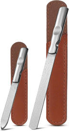 FVION Professional Metal Nail Files - 2 PCS, Double-Sided, Stainless Steel, Coarse & Fine Grit, Manicure & Pedicure Tool Set
