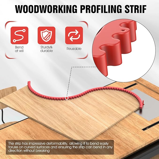 Pisman Router Edge Guide & Template Kit - 39" Plastic Woodworking Profiling Strip for Precision Trimming | Fits Bosch/Dewalt/Makita Routers | DIY Furniture, Cabinet & Table Edge Molding (Red)