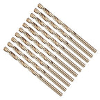 Drill Bit, #25 Cutting Diameter, 4341 HSS Gold Finish 135° Cutting Angle Number Jobber Bits - (Applications: for Drilling Soft Metal Plastic Wood), 10-Pieces