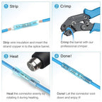 TICONN 60PCS Heat Shrink Butt Wire Connector Kit, Insulated Waterproof Electrical Wire Crimp Terminals Butt Splice for Marine Automotive (60PCS)