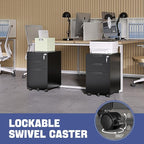 Rolling File Cabinet with Lock, 3 Drawer Metal Mobile Filing Cabinet for Legal/Letter Size,Fully Assembled Except Casters