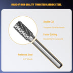 10PCS 1/4 Carbide Burr Set 1/4 Shank Die Grinder Bits Drill Bits Grinding Bits for Metal Rotary Tool Attachment Accessories Rasp Weld Wood Stone Deburring, Compatible with Milwaukee Dewalt