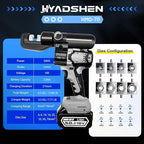 Electric Hydraulic Cable Lug Crimping Tool, Hydraulic Electrical Terminal Cable Lug Wire Crimper Rechargeable Crimping Tool Kits with 8 Dies, 12 AWG to 2/0 AWG（HMQ-70）