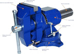 Rolin Vise 5 Inch Multi-Function Vises With Anvil Blue Bench Vise Heavy Duty Tools 360 Degree Swivel Base
