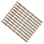 Drill Bit, #16 Cutting Diameter, 4341 HSS Gold Finish 135° Cutting Angle Number Jobber Bits - (Applications: for Drilling Soft Metal Plastic Wood), 10-Pieces