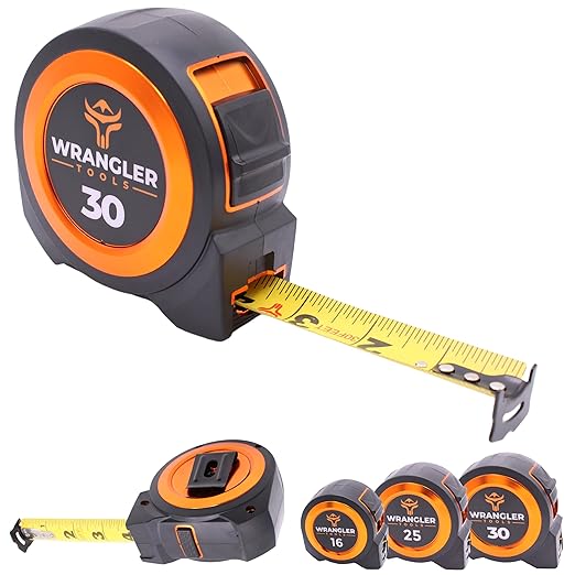 30 FT Tape Measure - Retractable Measuring Tape - Oversized & Double-Sided Print - Blade Lock, Finger Brake - High Performance Nylon Coating, 10' Stand-Out - 13' Reach / 1-1/16" Blade