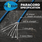 TECEUM 5/32" Paracord Rope 1000 – 1000ft / 200ft / 100ft / 50ft – Tactical Parachute Cord 4mm – 45+ Colors – Nylon String for Survival & Camping Gear – Stripe Cord for Survival – Utility Rope