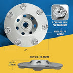6" PCD Grinding Wheel for Epoxy, Glue, Mastic and Paint, 7 Crushed Chip PCD Segments, Hilti DG150 Arbor